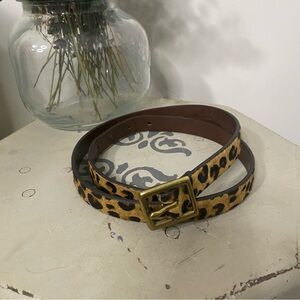 100% Leather Calf Hair Leopard Animal Print Belt